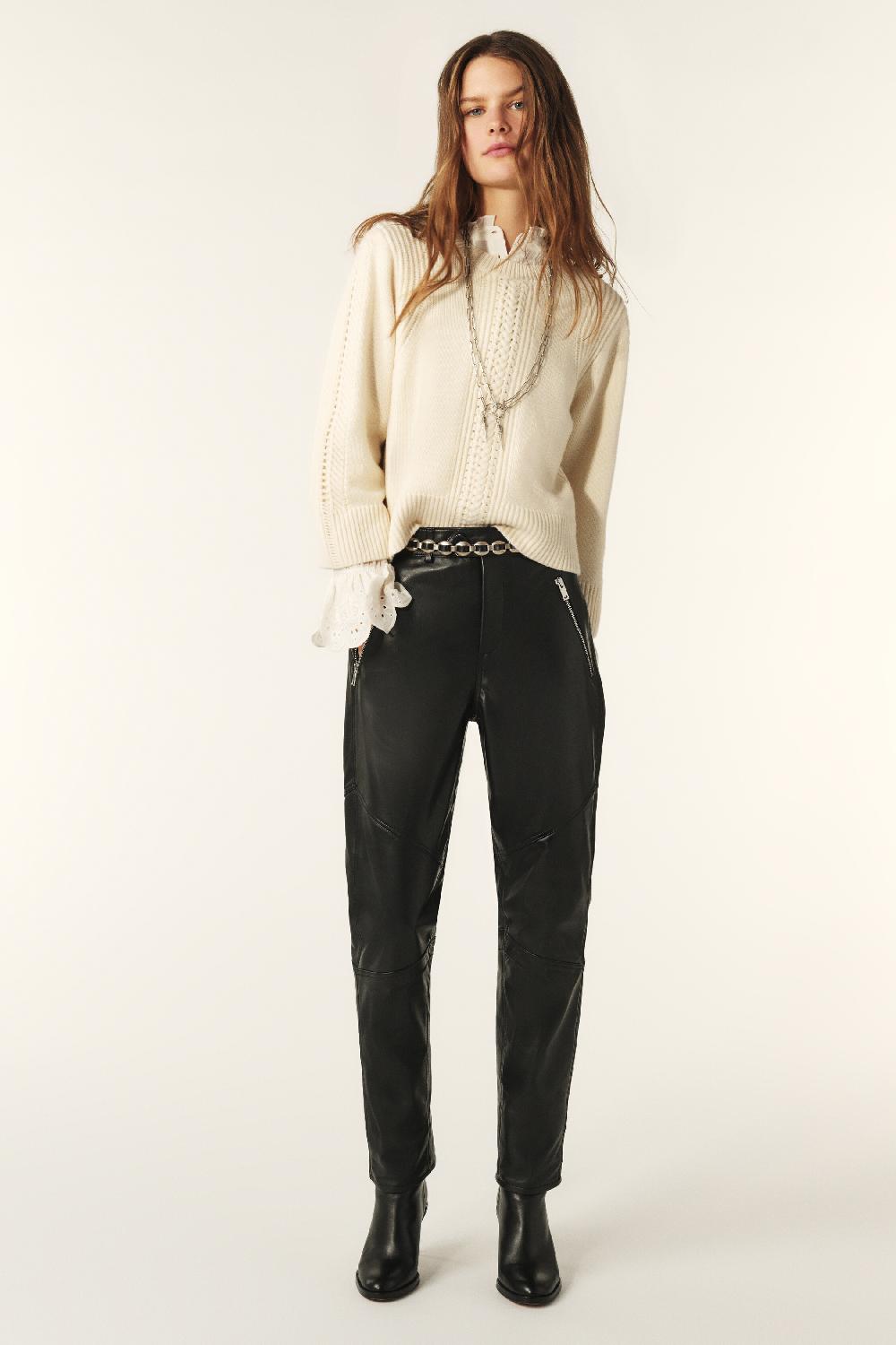 Ba&sh Pantalon En Cuir Alios Noir