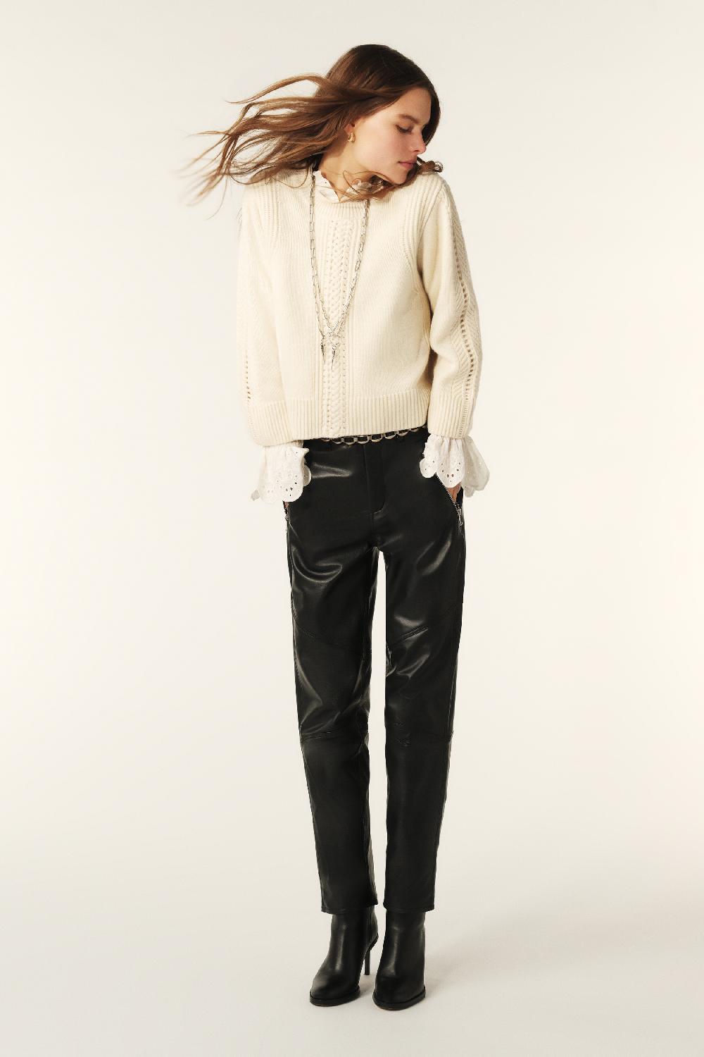 ba&sh Pantalon En Cuir Alios Noir