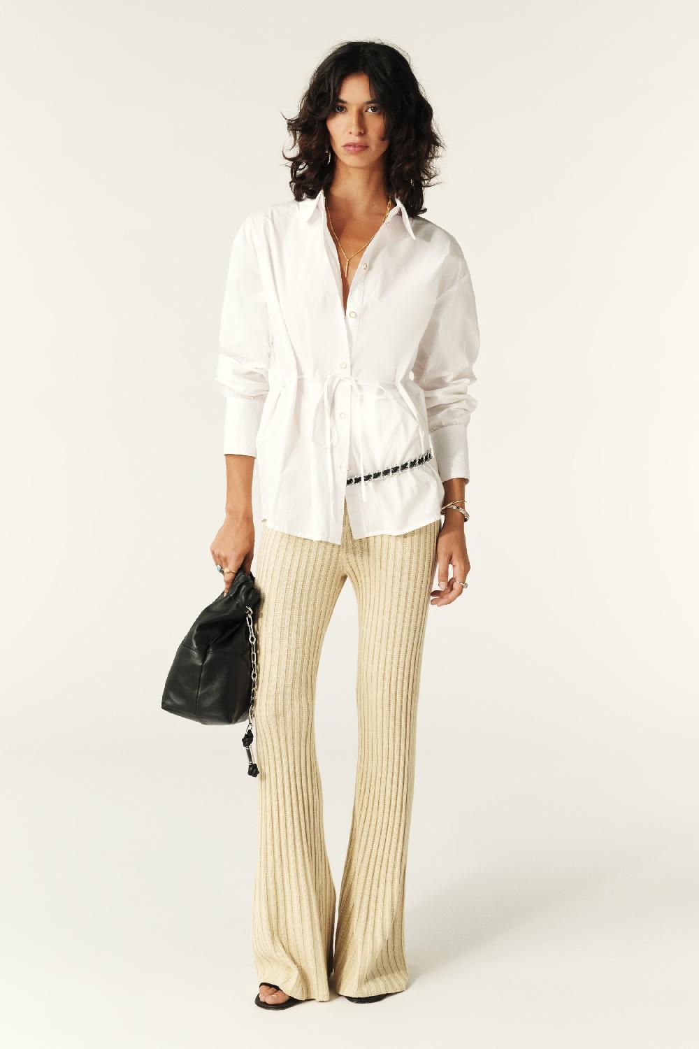 ba&sh Pantalon En Maille Juston Beige