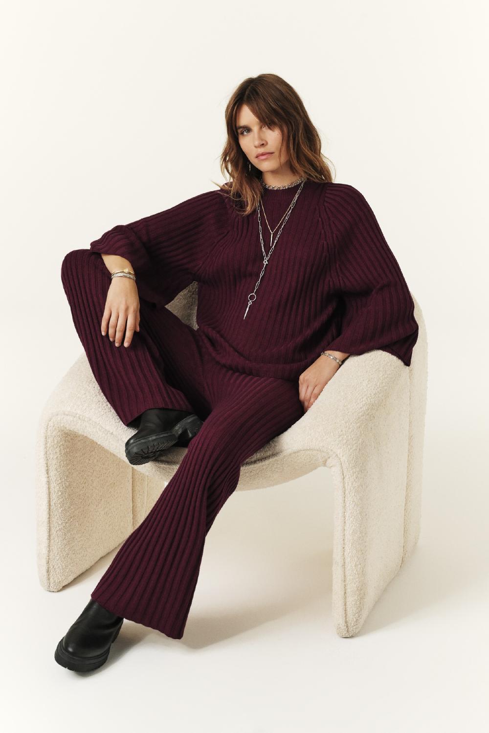 Ba&sh Pantalon En Maille Juston Prune