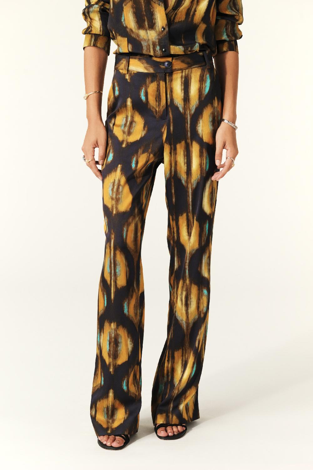 Ba&sh Pantalon Fluide Imprimé Sama Bleu Nuit