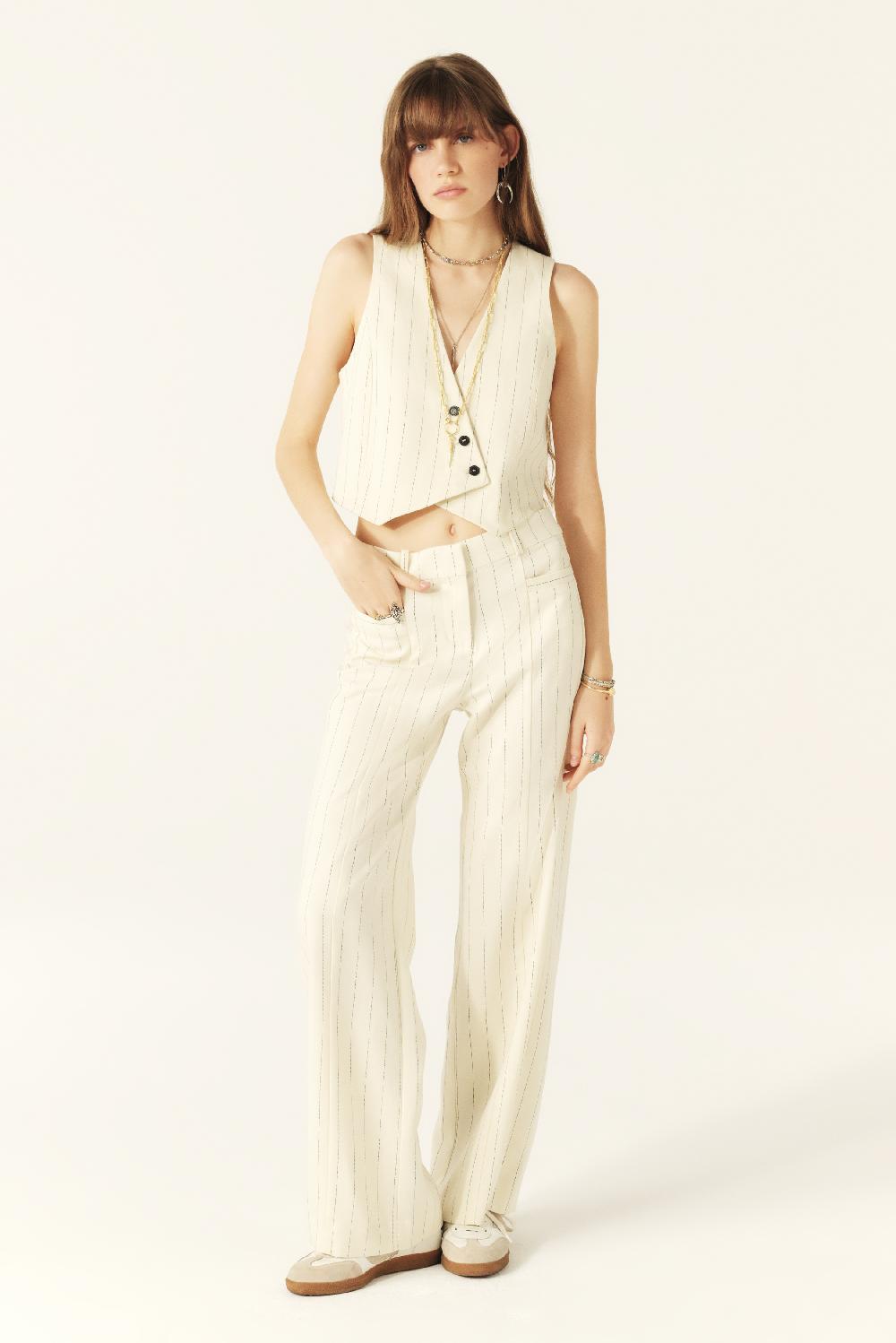 ba&sh Pantalon Large Elouan Blanc Ecru