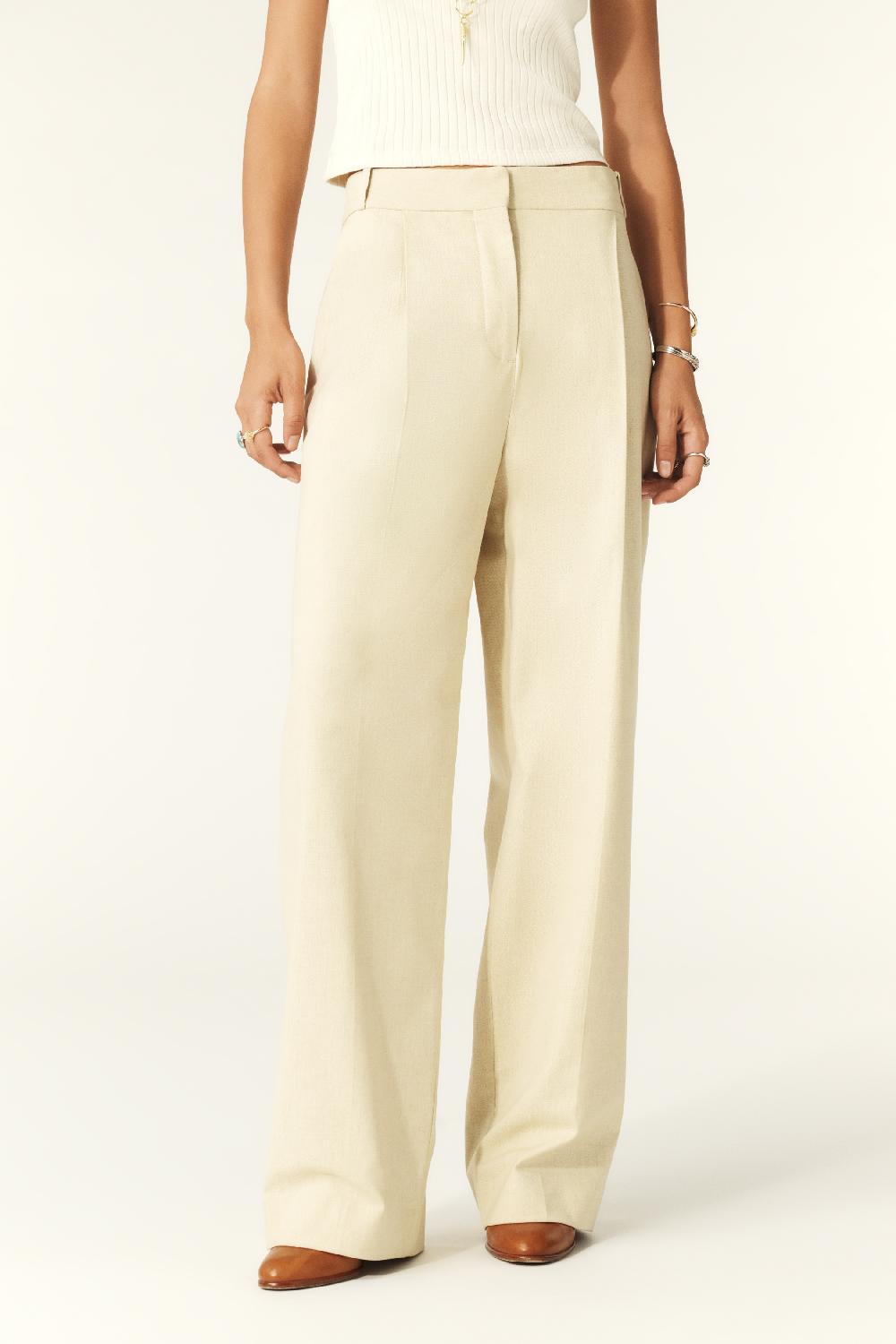 Ba&sh Pantalon Large Jona Beige
