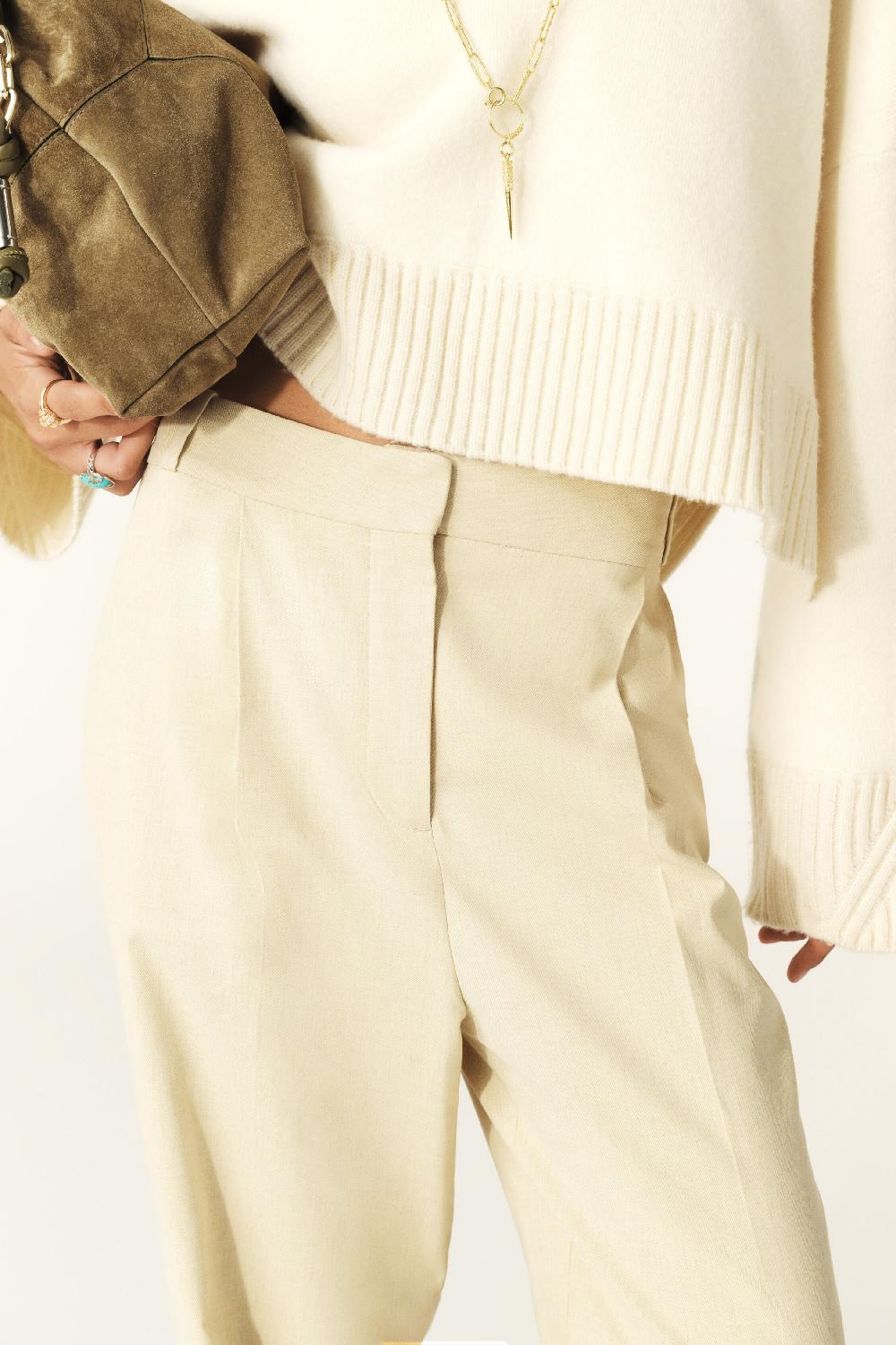 Ba&sh Pantalon Large Jona Beige