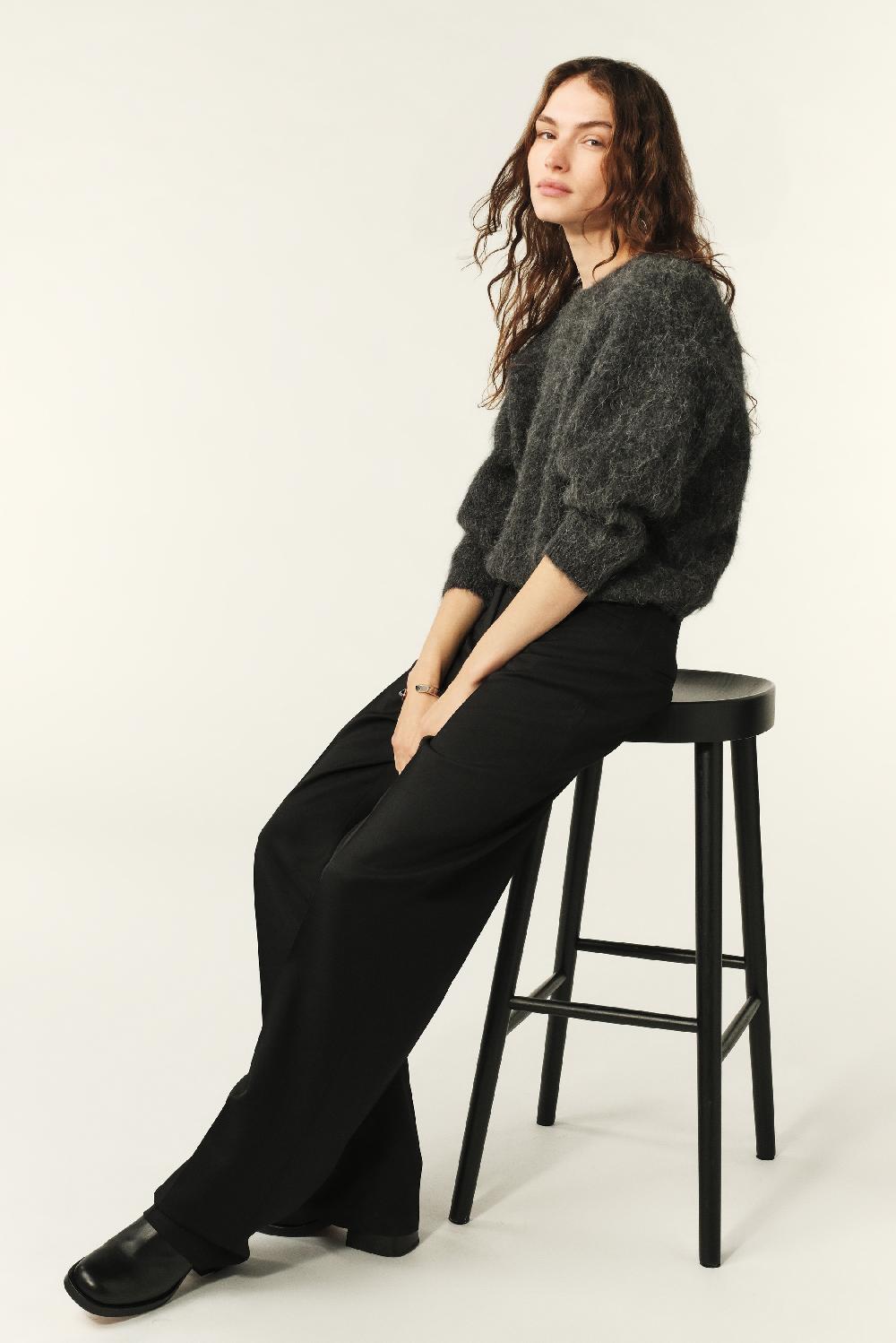 ba&sh Pantalon Large Vamore Noir