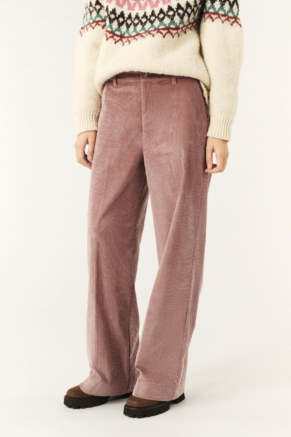 Ba&sh Pantalon Large Velours Nali Rose