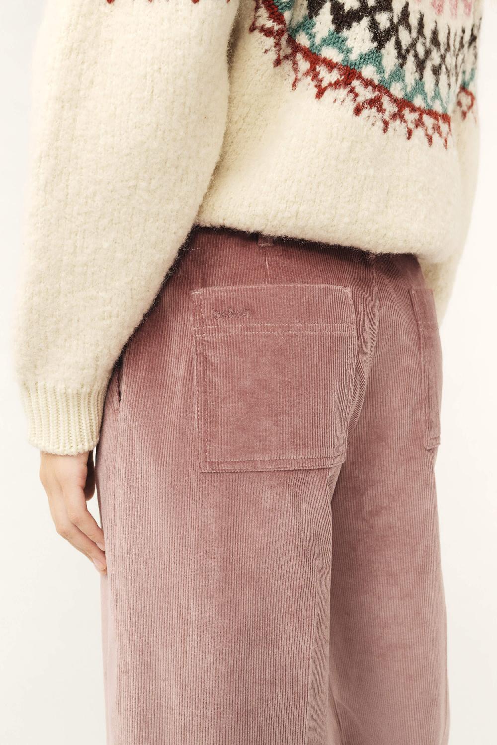 Ba&sh Pantalon Large Velours Nali Rose