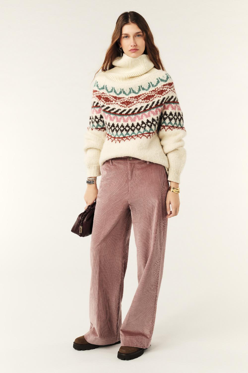 ba&sh Pantalon Large Velours Nali Rose