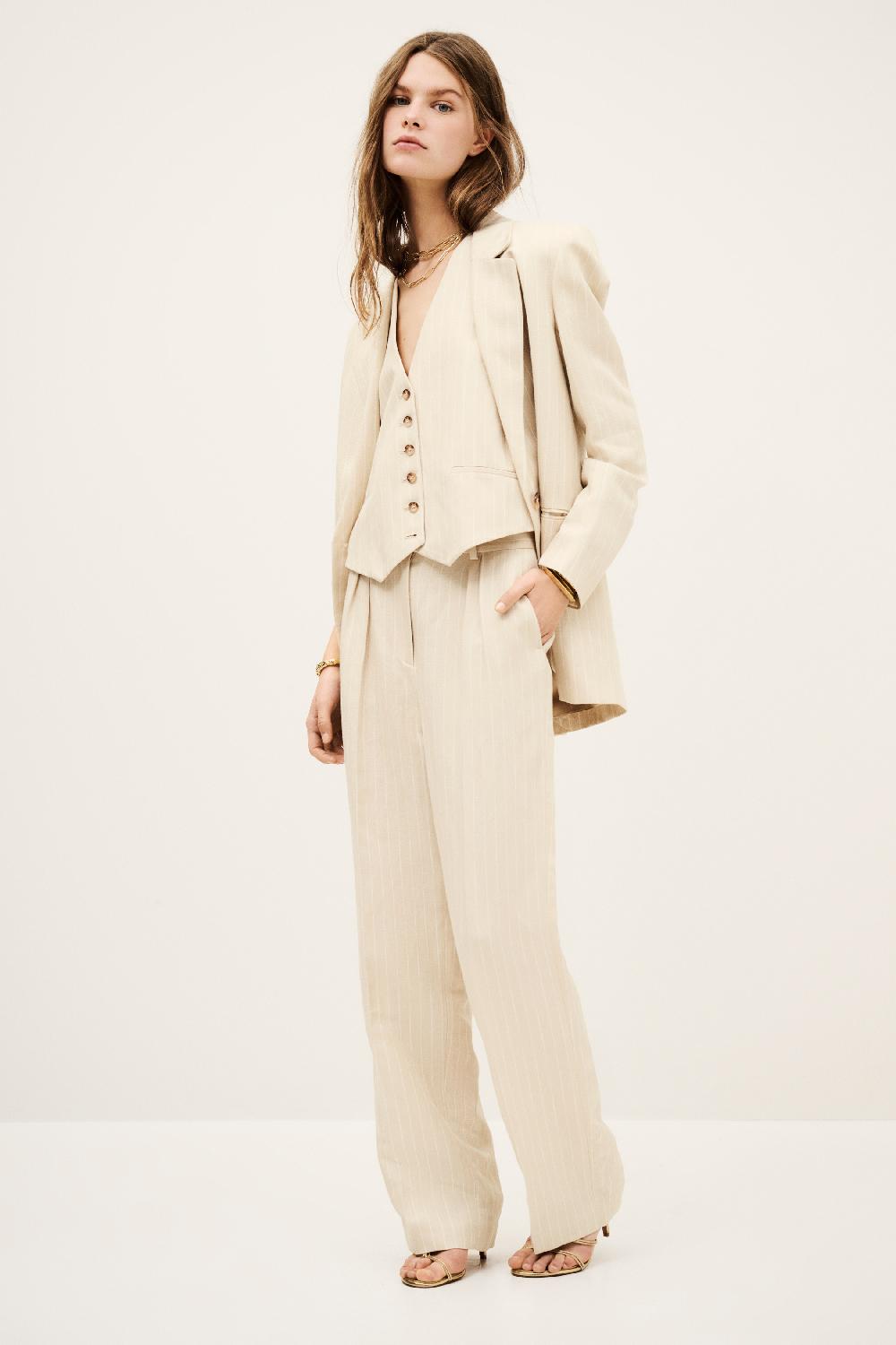 Ba&sh Pantalon Pli Avant Peanut Beige