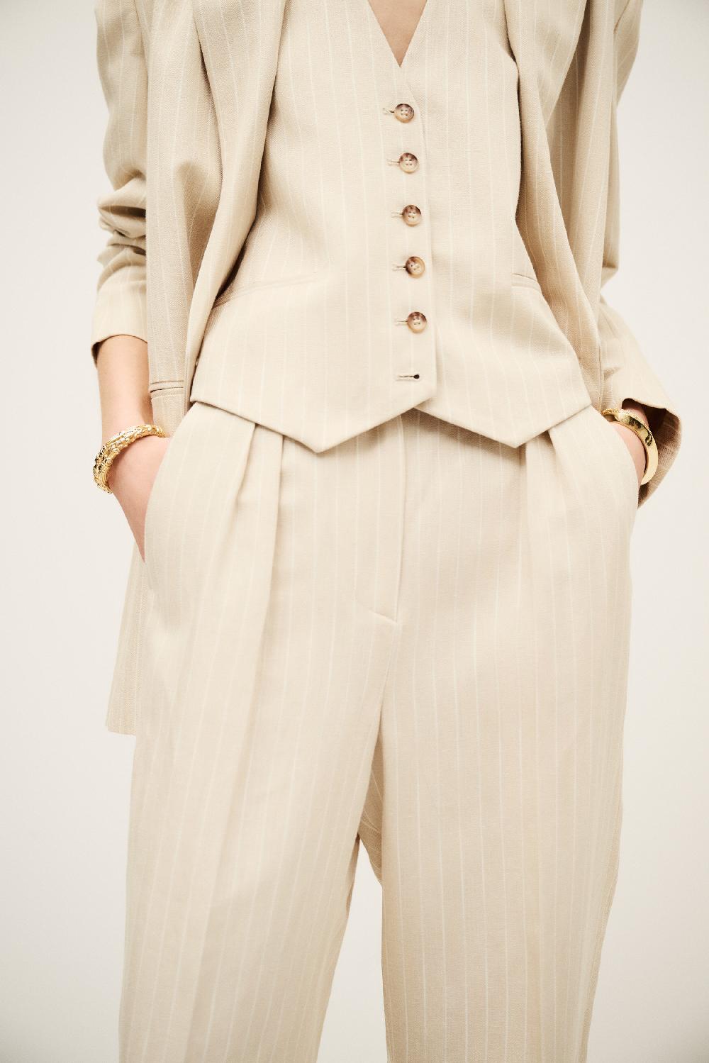 Ba&sh Pantalon Pli Avant Peanut Beige