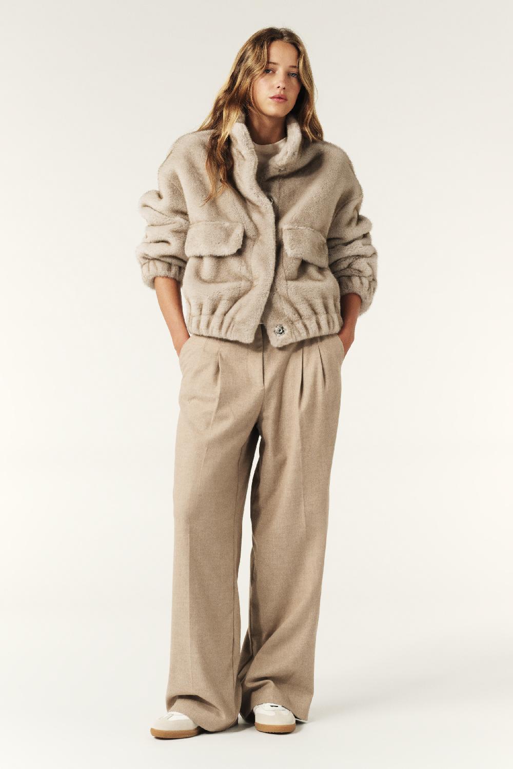 ba&sh Pantalon Taille Haute Bedwin Blanc Ecru