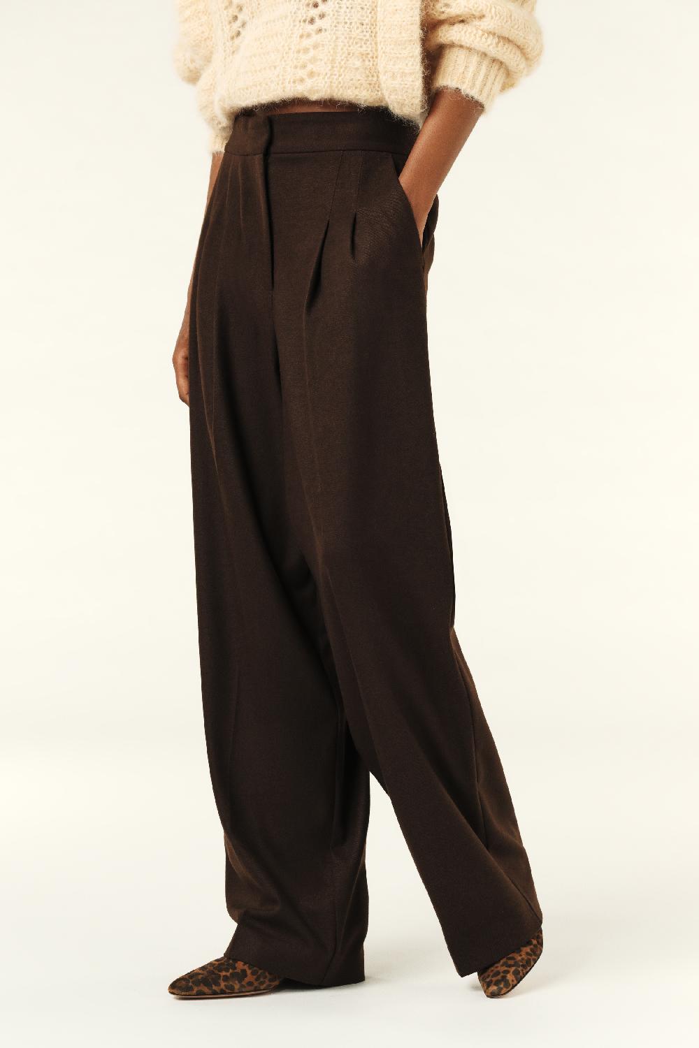 Ba&sh Pantalon Taille Haute Bedwin Chocolat