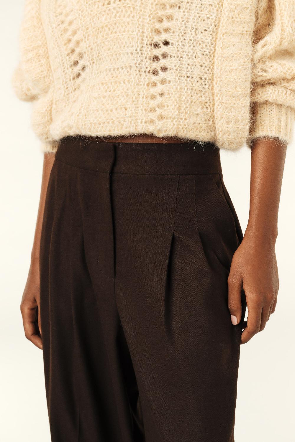 Ba&sh Pantalon Taille Haute Bedwin Chocolat