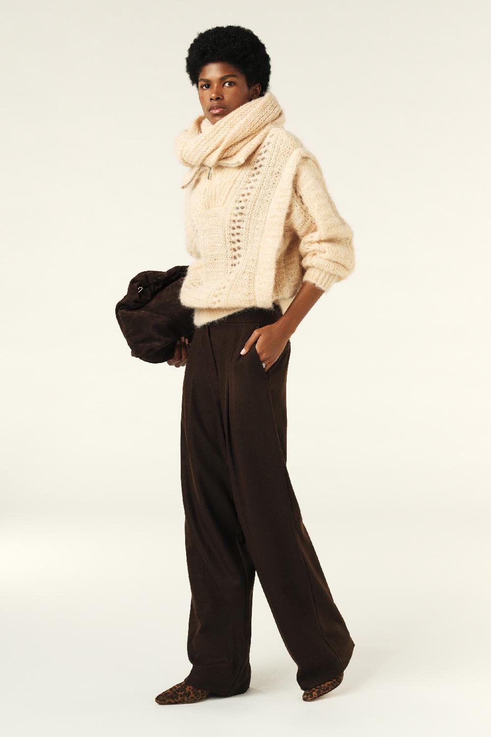 ba&sh Pantalon Taille Haute Bedwin Chocolat