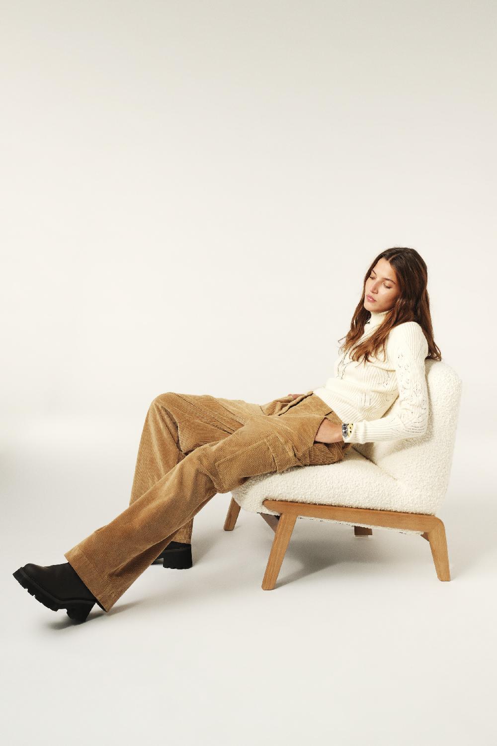 Ba&sh Pantalon Taille Haute Plato Beige