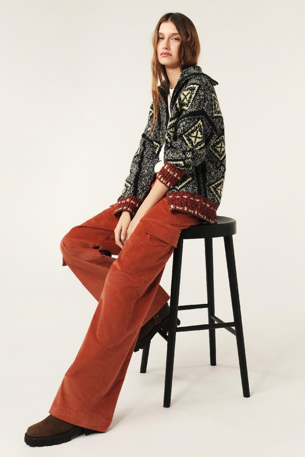 Ba&sh Pantalon Taille Haute Plato Rouille