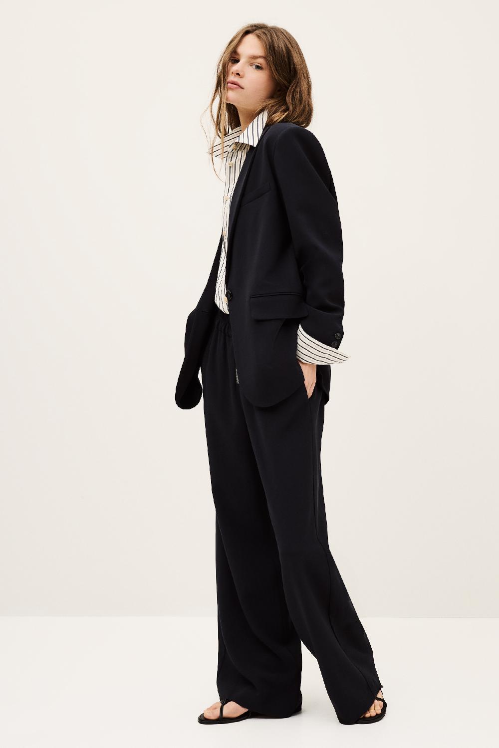 Ba&sh Pantalon Tailleur Large Carlos Bleu Nuit