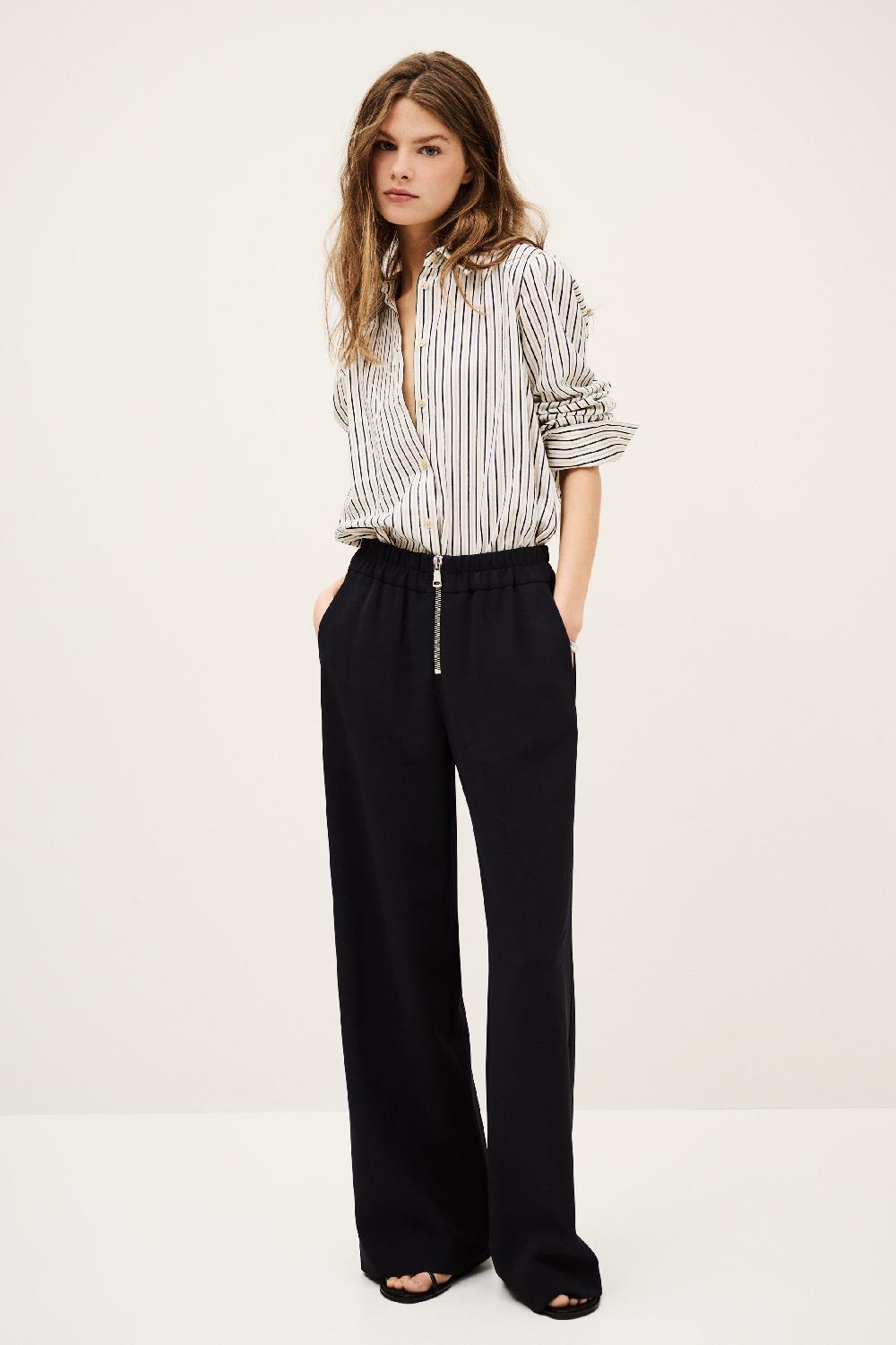 ba&sh Pantalon Tailleur Large Carlos Bleu Nuit