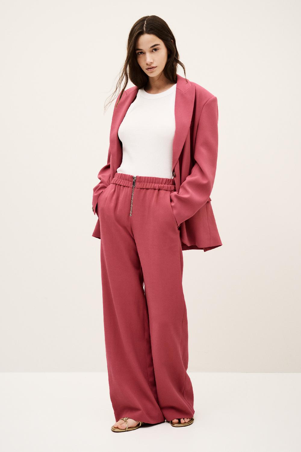 Ba&sh Pantalon Tailleur Large Carlos Rose