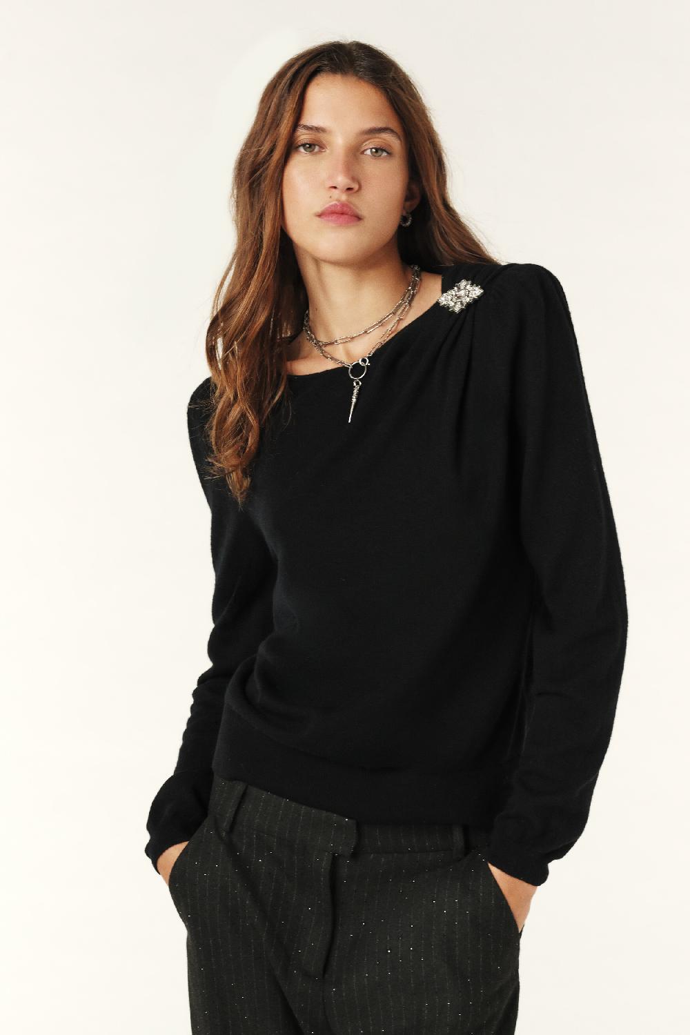 ba&sh Pull Avec Broche Briana Noir