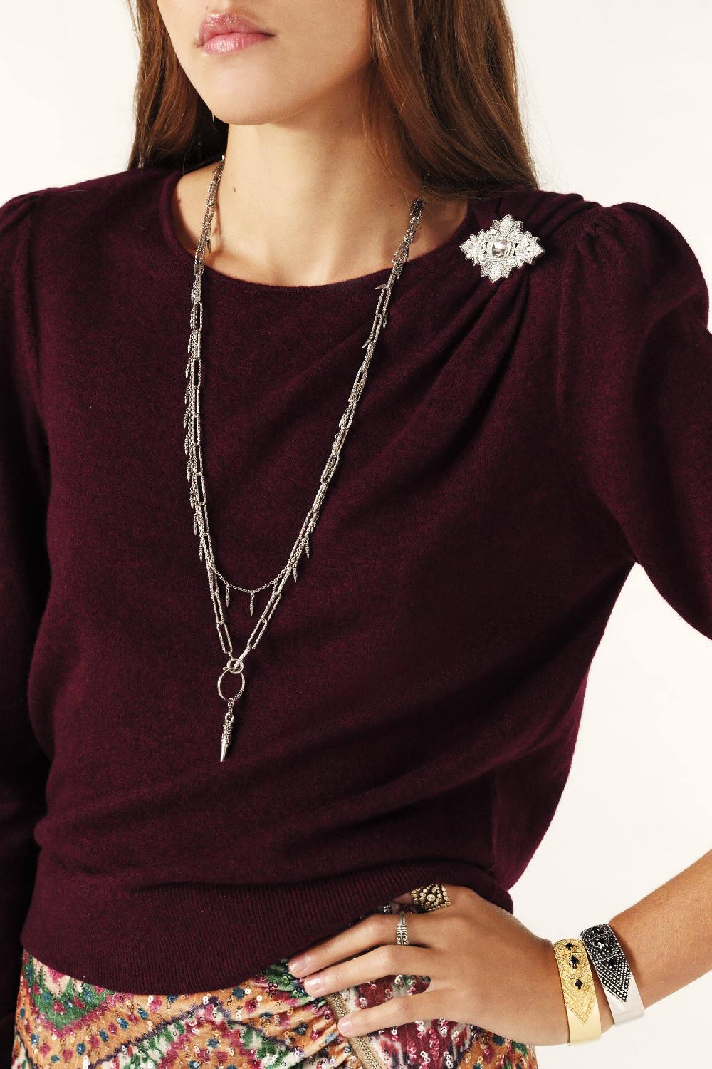 Ba&sh Pull Avec Broche Briana Rouge