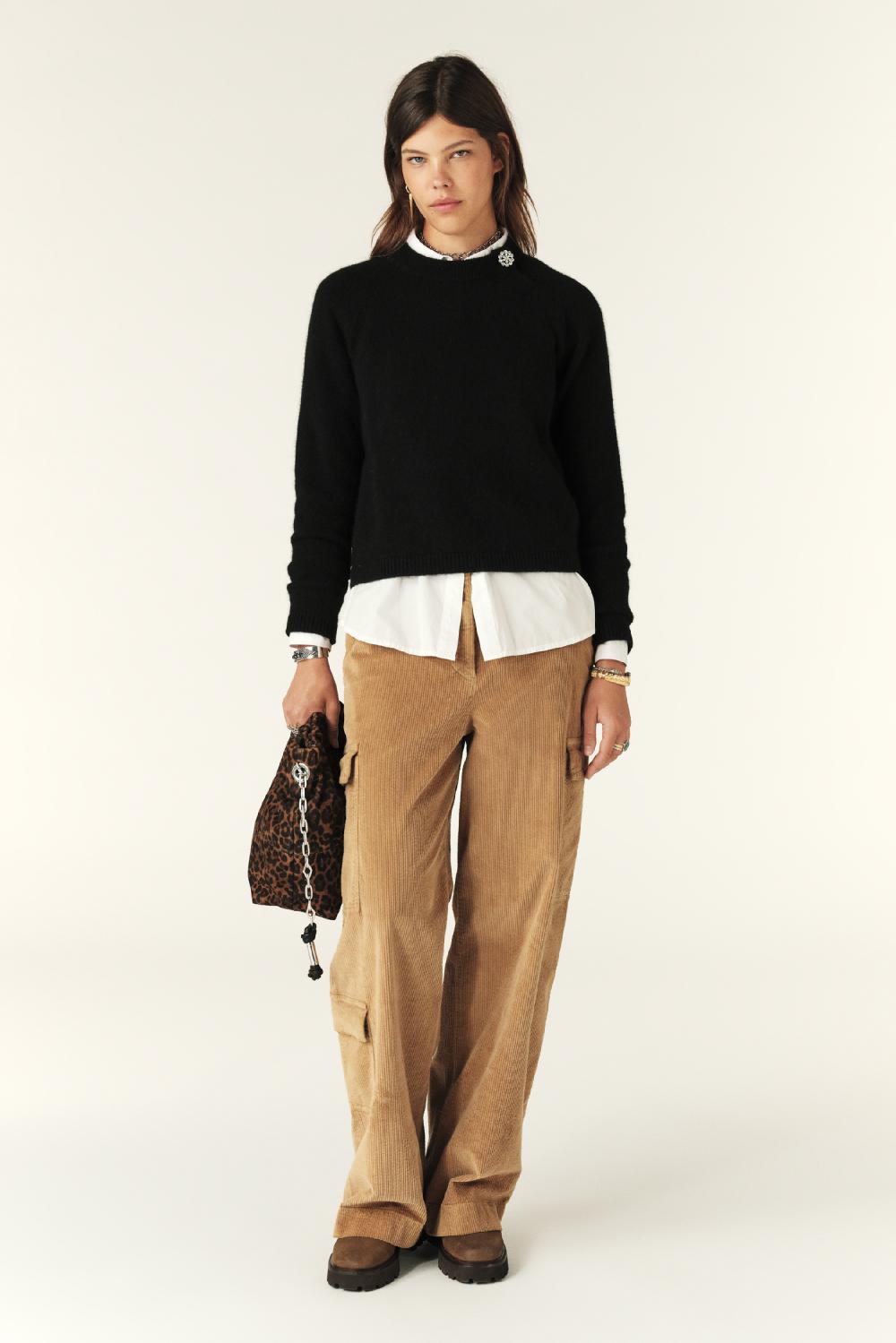 Ba&sh Pull Col Boutonné Doel Noir