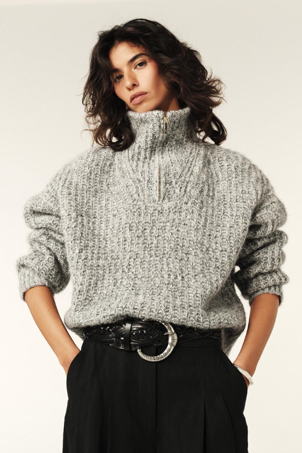 ba&sh Pull Col Camionneur Baltan Gris