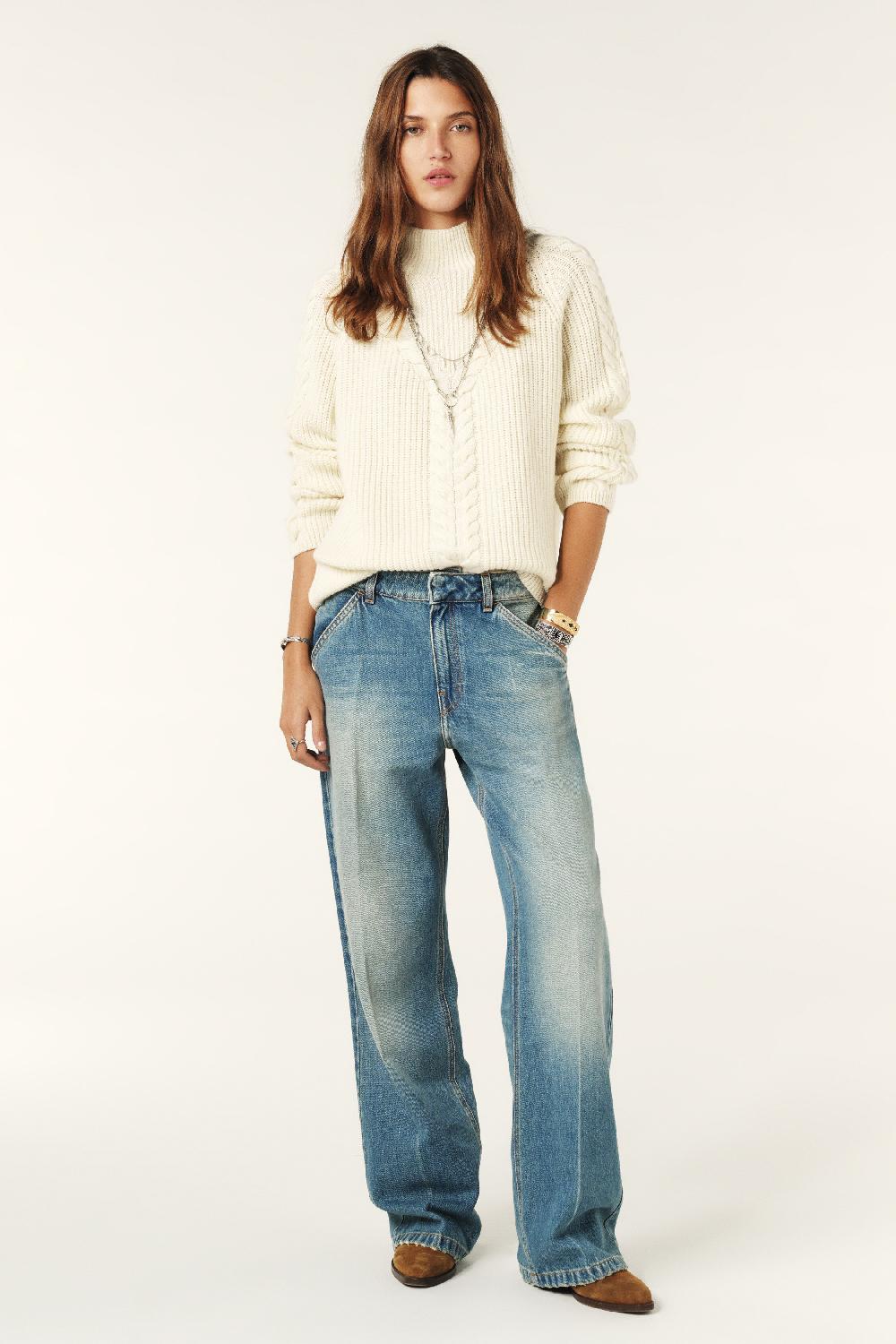 Ba&sh Pull Col Haut Trecy Blanc Ecru