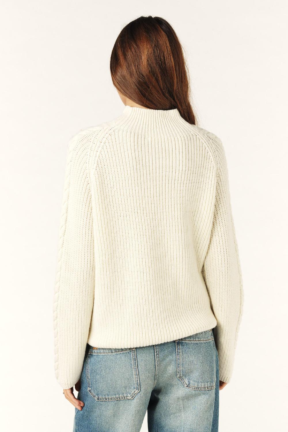 Ba&sh Pull Col Haut Trecy Blanc Ecru