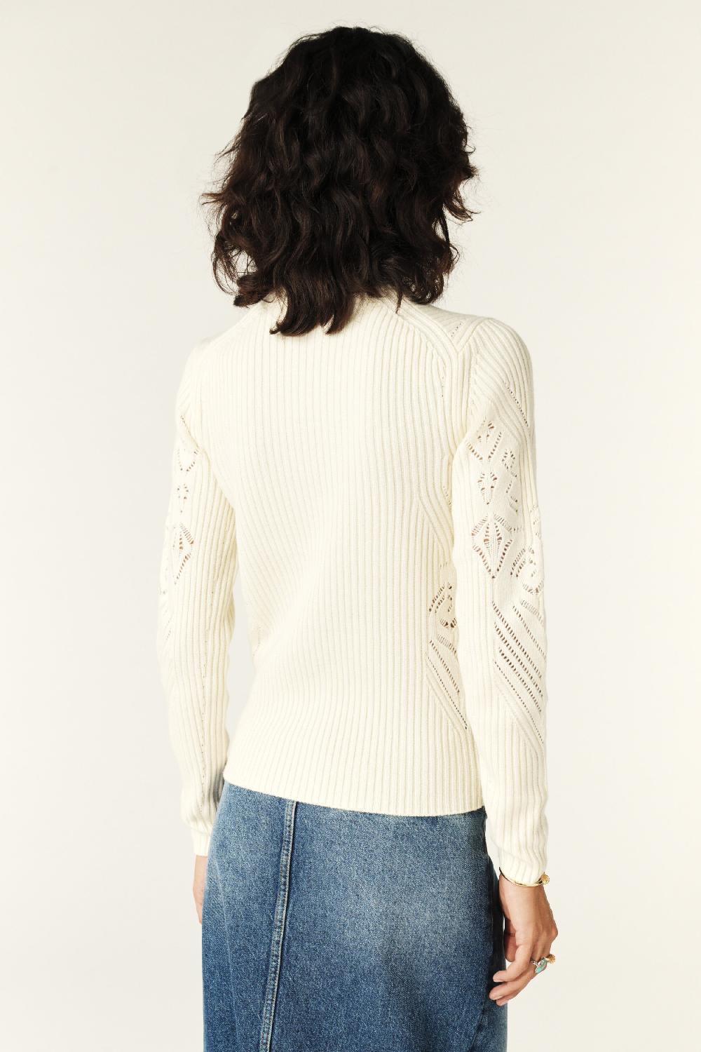 Ba&sh Pull Col Roulé Aron Blanc Ecru