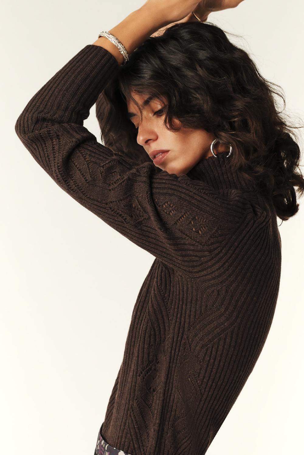 Ba&sh Pull Col Roulé Aron Marron