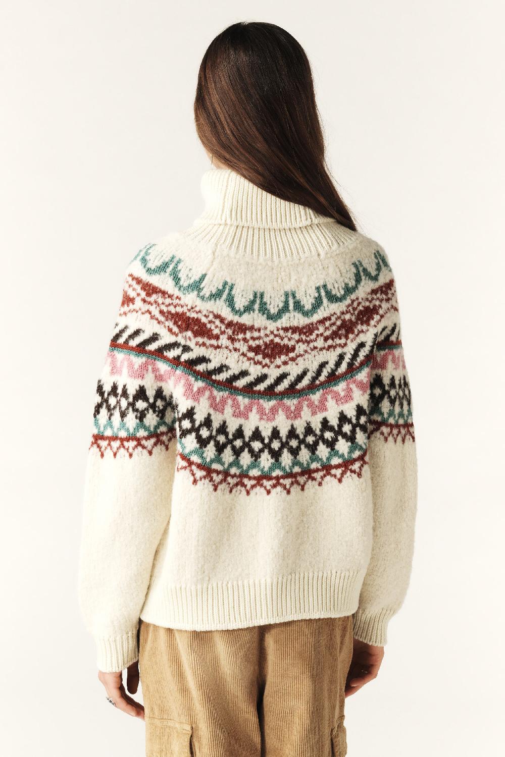 Ba&sh Pull Col Roulé Iceberg Blanc Ecru