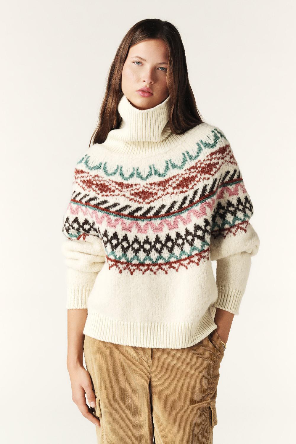 ba&sh Pull Col Roulé Iceberg Blanc Ecru