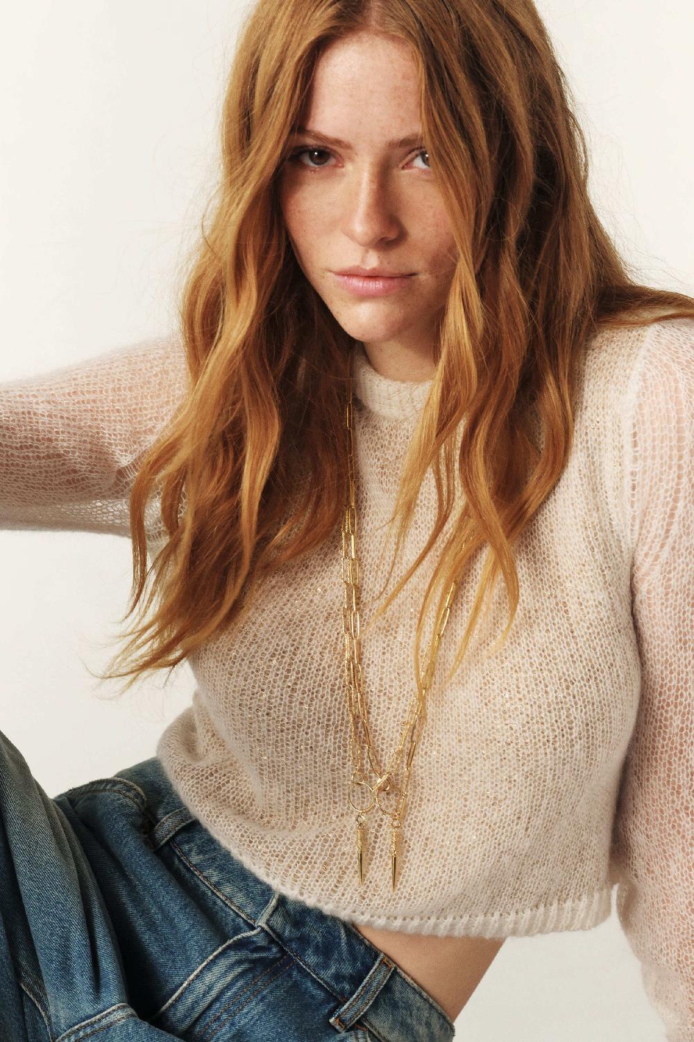 Ba&sh Pull Court Diego Blanc Ecru