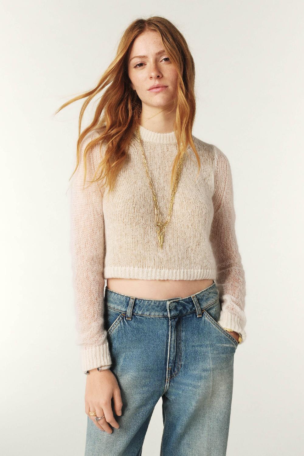 Ba&sh Pull Court Diego Blanc Ecru