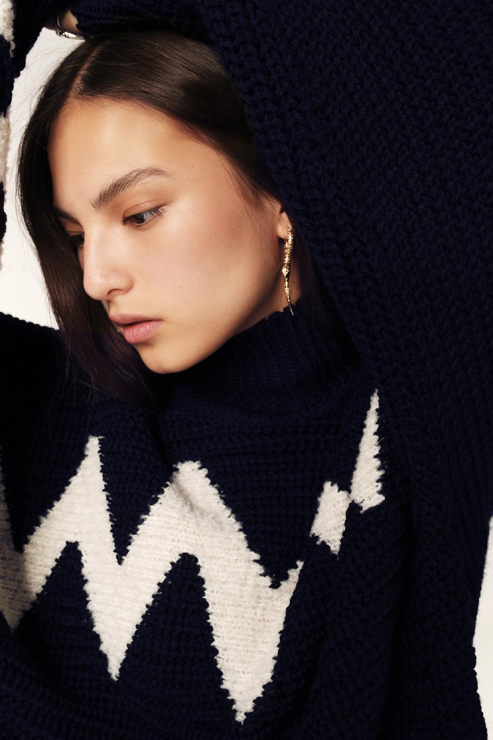 Ba&sh Pull Croppé Ondie Marine