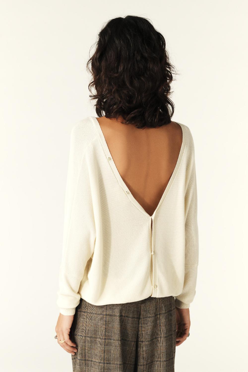 Ba&sh Pull Dos-Nu Elsy Blanc Ecru