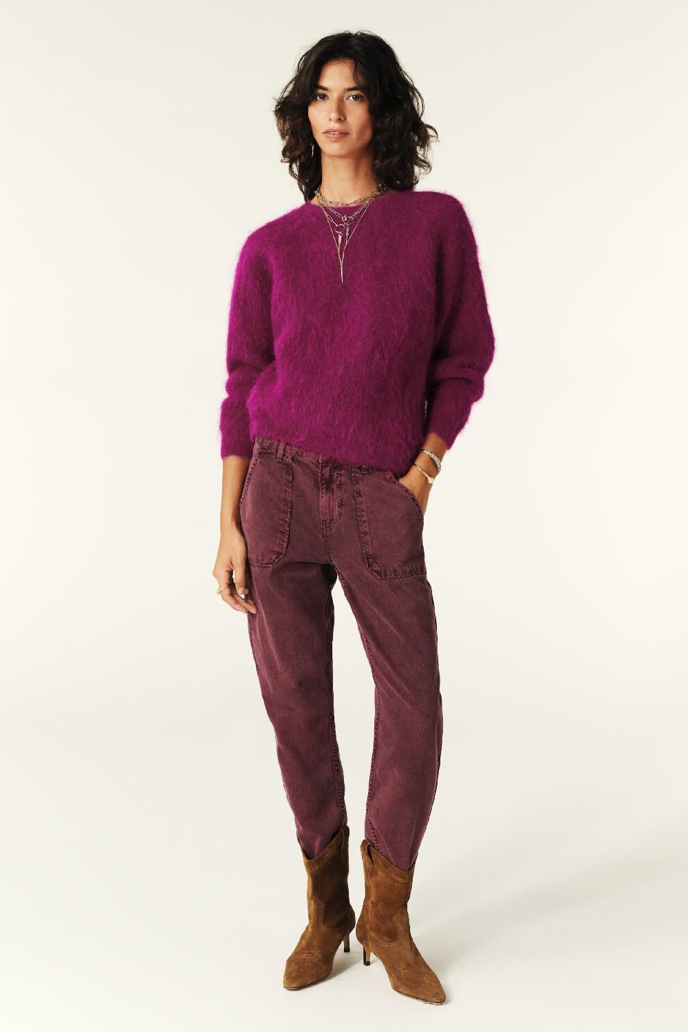 Ba&sh Pull Dos Torsadé Fill Fuchsia