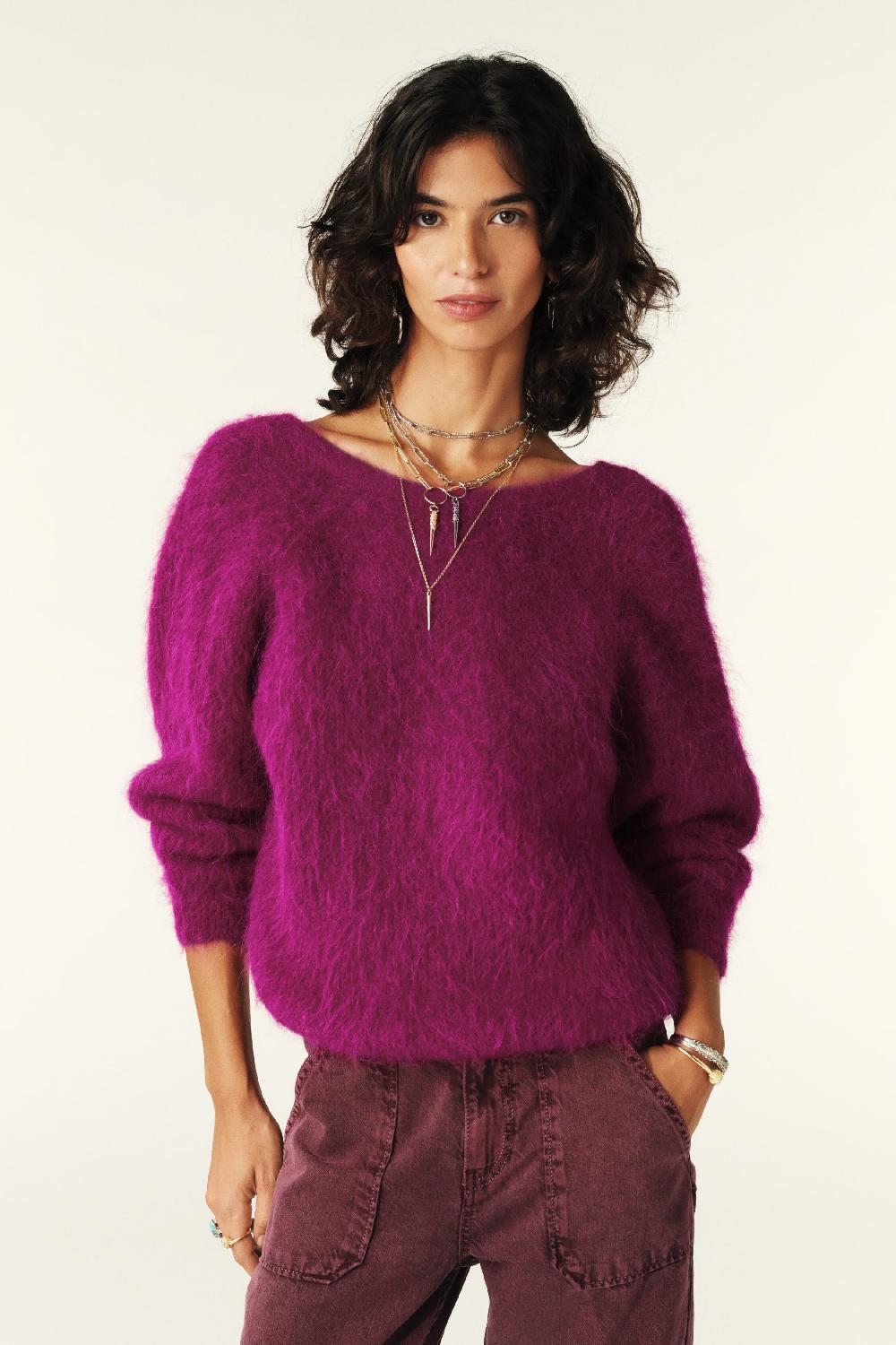 Ba&sh Pull Dos Torsadé Fill Fuchsia