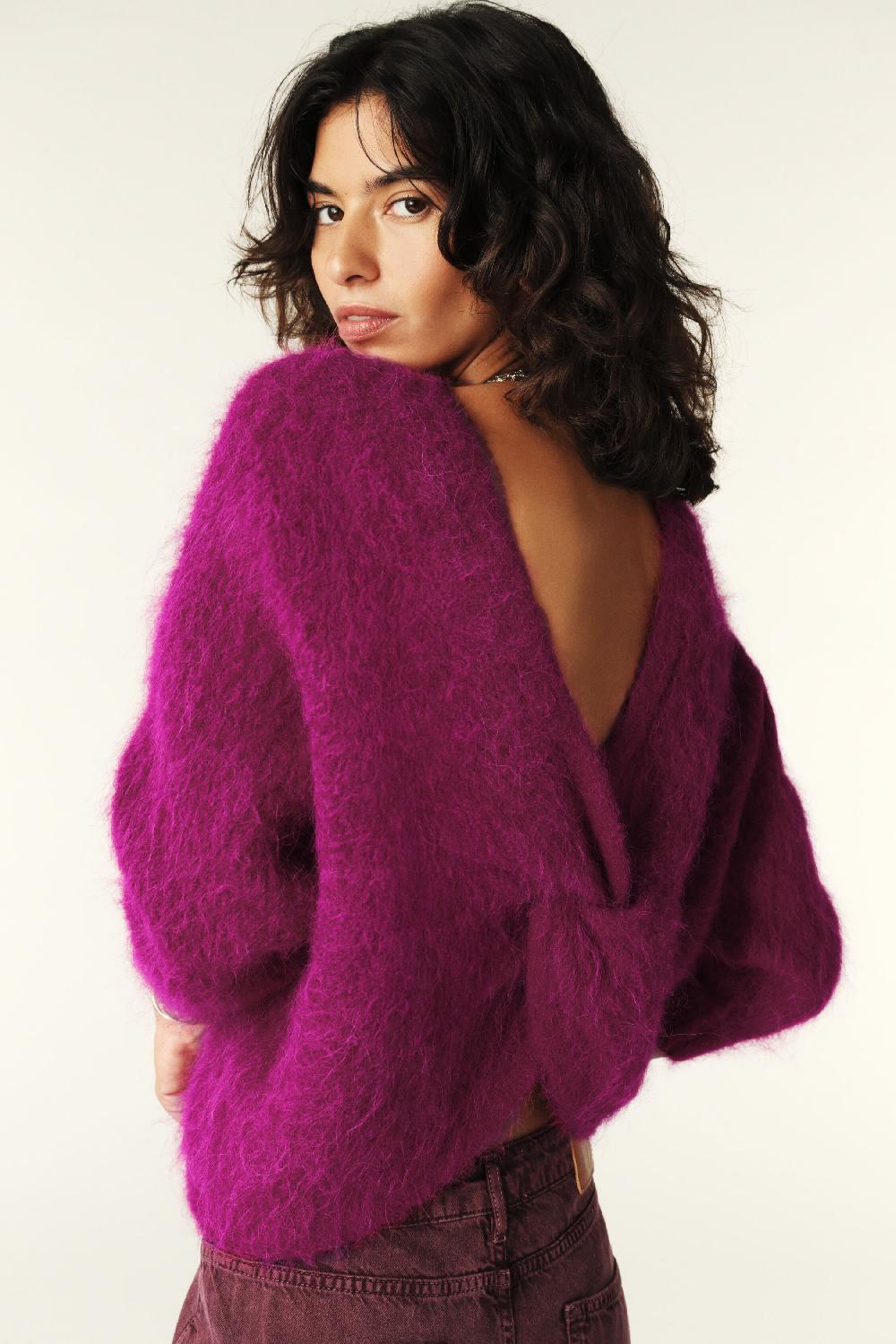 ba&sh Pull Dos Torsadé Fill Fuchsia