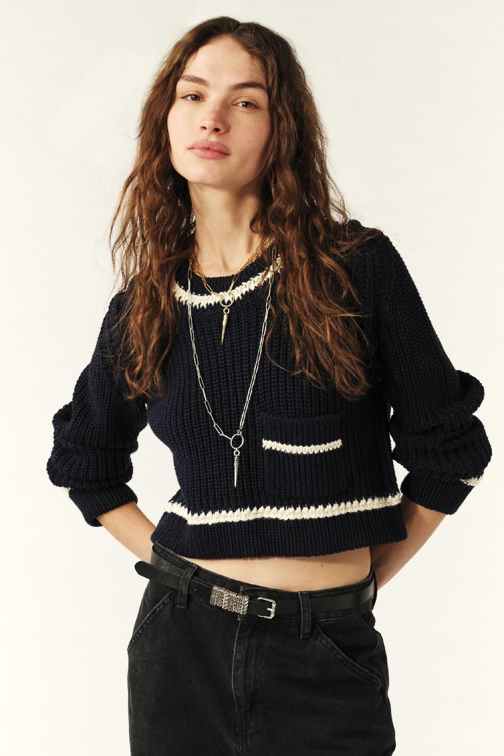 Ba&sh Pull Maille PerléE Bota Marine