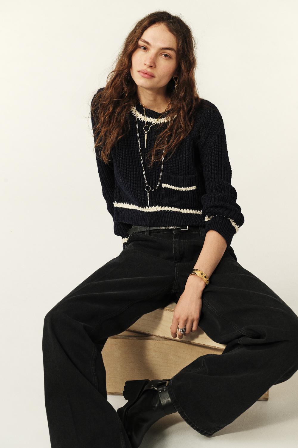 Ba&sh Pull Maille PerléE Bota Marine