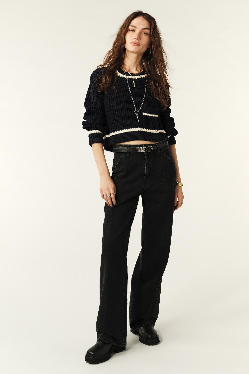 ba&sh Pull Maille PerléE Bota Marine