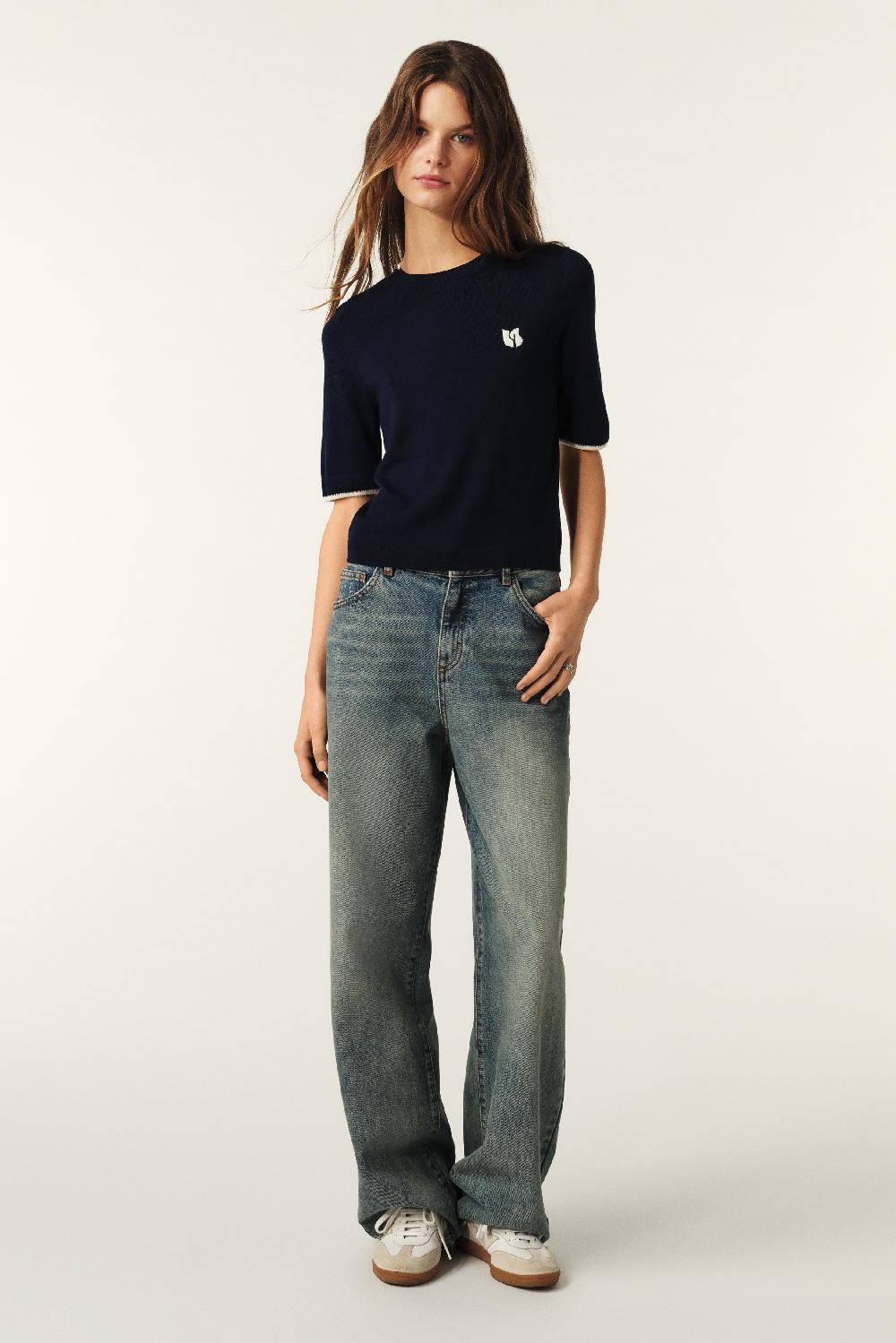 Ba&sh Pull Manches Courtes Brendo Marine