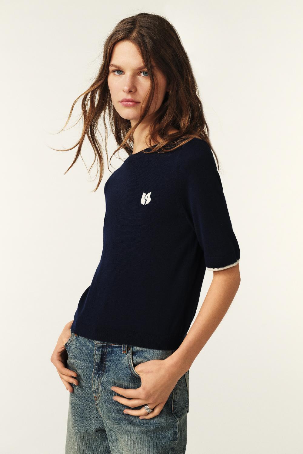 ba&sh Pull Manches Courtes Brendo Marine