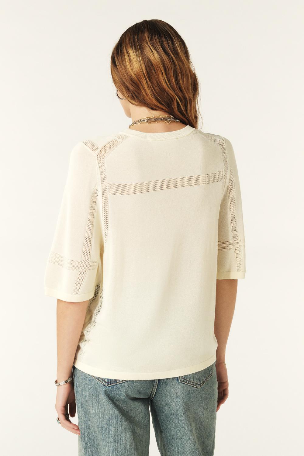 Ba&sh Pull Manches Courtes Scira Blanc Ecru