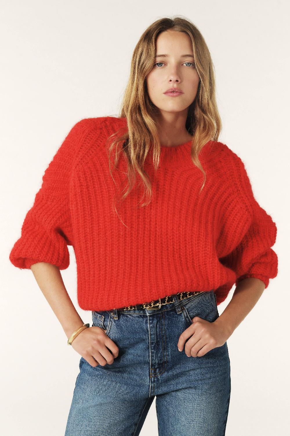 ba&sh Pull Manches Longues Baba Rouge