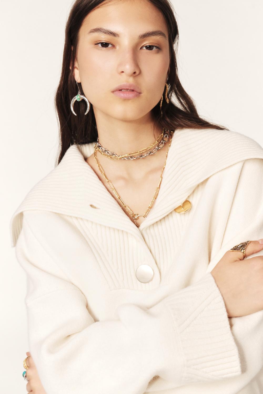 Ba&sh Pull Manches Longues Biva Blanc Ecru