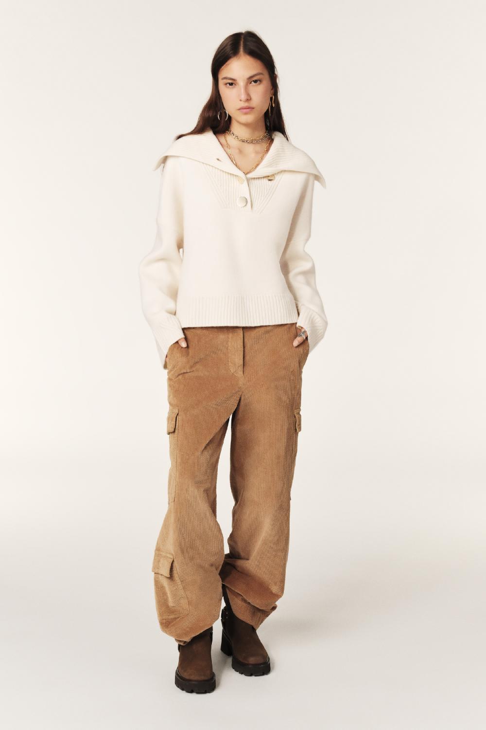 ba&sh Pull Manches Longues Biva Blanc Ecru