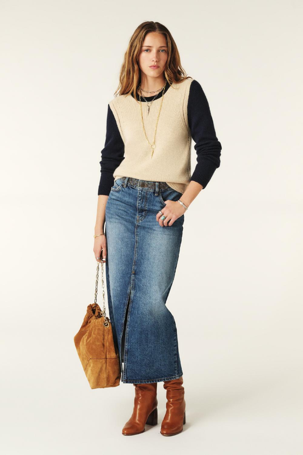 Ba&sh Pull Manches Longues Calora Beige